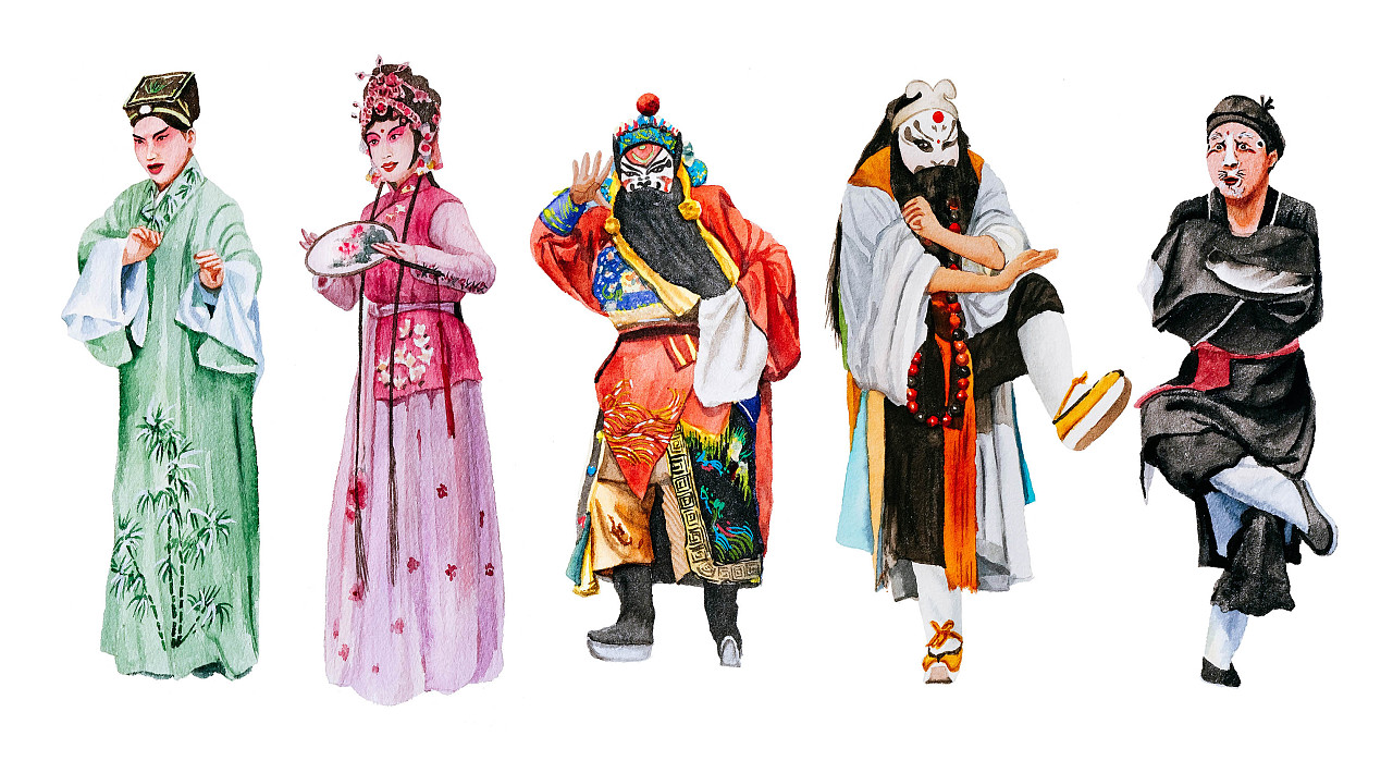 昆曲行当服饰的水彩艺术